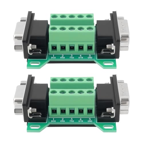 VGOL 2 Stück DB9-Breakout-Board Stecker auf Buchse RS232 D-Sub Seriell auf 9-poligen Anschluss für Automatische Industrielle Steuergeräte Registrierkassen von VGOL