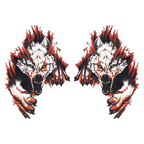 VGOL 2PCS 3D Lebensechte Wolf Aufkleber Simulation Tier Aufkleber Selbstklebend PET Dekorative Emblem Abzeichen für Automotive Motorrad Fenster Wand Laptop von VGOL