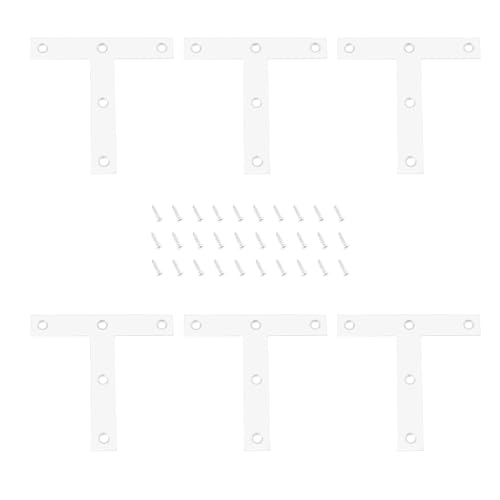 VGOL 6 Stück T-förmige Reparatur-Ausbesserungsplatten 120 x 120mm Eckwinkel aus Edelstahl T-förmige Flache Gerade Befestigungshalterung Zur Befestigung von Tischen Regalen Und Betten von VGOL