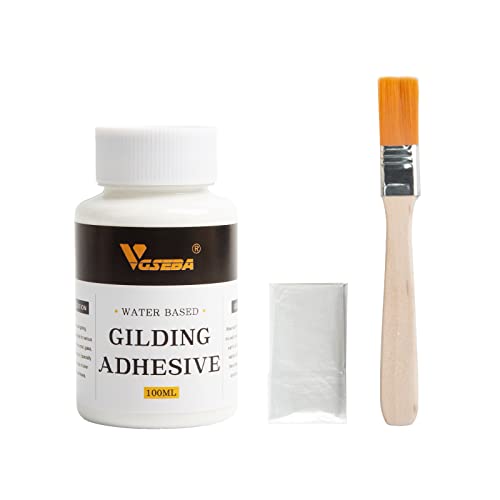 Goldblatt-Klebstoff, Vergoldungskleber, Blattgoldkleber für Handwerk, Kunst, Holzgebrauch (100 ml + Pinsel + Handschuhe) von VGSEBA