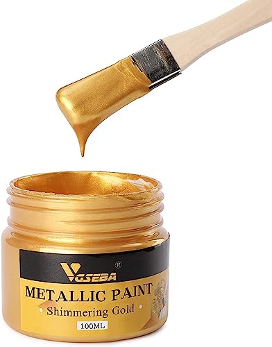 VGSEBA Farbe mit Blattgold – Acrylbeschichtung zum Malen, Acrylfarbe, Temperafarbe, für Holz, Papier, Stoff, Metall (Gold, 100 ml) von VGSEBA