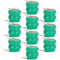 Vhbw - 10x NiMH Ersatz Knopfzellen-Akku Typ V40H 3-Pins 40mAh 2,4V kompatibel mit Modellbau-Akkus, Solar-Leuchten uvm. von VHBW