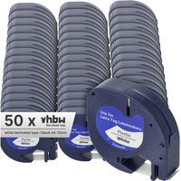 50x Schriftband-Kassette Plastik kompatibel mit Dymo LetraTag Plus LT-100H, LT-100T, xm, 2000 Etiketten-Drucker 12mm Schwarz auf Weiß - Vhbw von VHBW