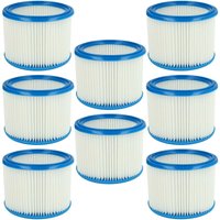 8x Faltenfilter kompatibel mit Metabo asa 30 l pc Inox, asa 25 l pc Staubsauger - Patronenfilter, Blau Weiß - Vhbw von VHBW