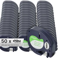 50x Schriftband-Kassette kompatibel mit Dymo LetraTag Plus LT-100H, LT-100T, xm, 2000 Etiketten-Drucker 12mm Schwarz auf Weiß - Vhbw von VHBW