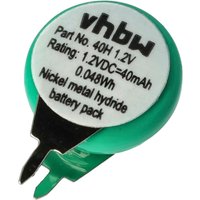 Vhbw - Knopfzellen Akku Typ V40H (NiMH, 40mAh, 1.2V) - 1 Zelle, 2 Pins Printanschluss, wiederaufladbar von VHBW