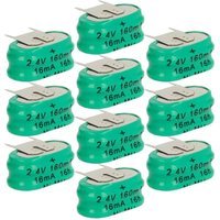 vhbw 10x NiMH Ersatz Knopfzellen-Akku Typ 2/V150H 3-Pins 150mAh 2,4V kompatibel mit Modellbau-Akkus, Solar-Leuchten uvm. vhbw 10x NiMH Ersatz Knopfzellen-Akku Typ 2/V150H 3-Pins 150mAh 2,4V kompatibel mit Modellbau-Akkus, Solar-Leuchten uvm. von VHBW