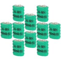 Vhbw - 10x NiMH Ersatz Knopfzellen-Akku Typ 5/V150H 3-Pins 150mAh 6V kompatibel mit Modellbau-Akkus, Solar-Leuchten uvm. von VHBW
