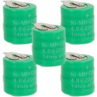 vhbw 5x NiMH Ersatz Knopfzellen-Akku Typ 4/V15H 2-Pins 20mAh 4,8V kompatibel mit Modellbau-Akkus, Solar-Leuchten uvm. von VHBW