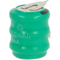 vhbw Knopfzellen Akku Typ V80H (NiMH, 80mAh, 3.6V) - Säule mit 3 Zellen, 2 Pins Printanschluss, wiederaufladbar von VHBW