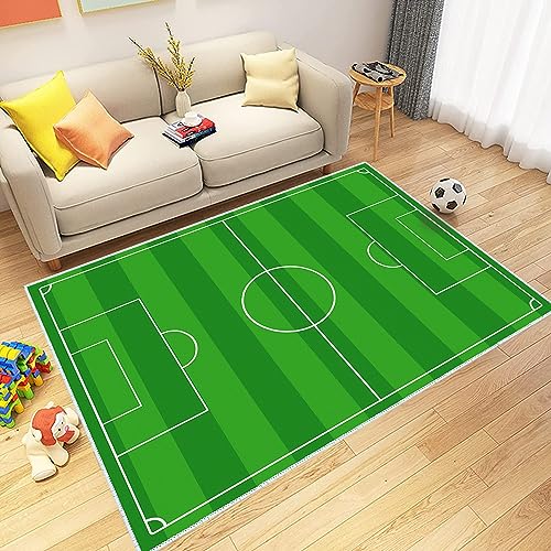 VHCLYBJU Kinderfußball Spielplatz Teppich - Junge Haushalt Kinderzimmer Spiel Teppich - Fußballfeld Dekorative Matte - Weich rutschfest (100 x 180 cm, H) von VHCLYBJU