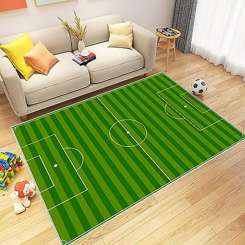 VHCLYBJU Kinderfußball Spielplatz Teppich - Junge Haushalt Kinderzimmer Spiel Teppich - Fußballfeld Dekorative Matte - Weich rutschfest (100 x 180 cm, J) von VHCLYBJU