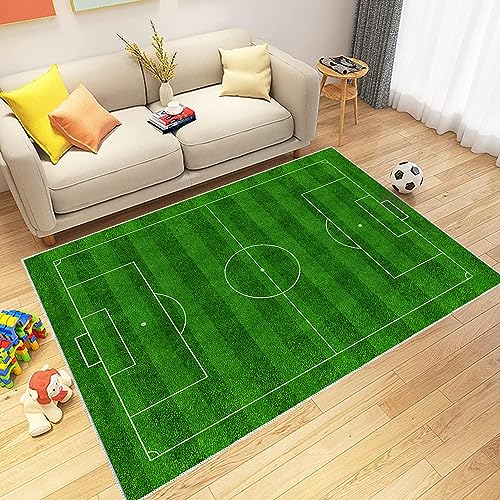 VHCLYBJU Kinderfußball Spielplatz Teppich - Junge Haushalt Kinderzimmer Spiel Teppich - Fußballfeld Dekorative Matte - Weich rutschfest (100 x 180 cm, M) von VHCLYBJU