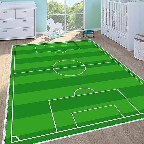 VHCLYBJU Kinderfußball Spielplatz Teppich - Junge Haushalt Kinderzimmer Spiel Teppich - Fußballfeld Dekorative Matte - Weich rutschfest (140 x 200 cm, H) von VHCLYBJU