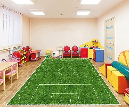 VHCLYBJU Kinderfußball Spielplatz Teppich - Junge Haushalt Kinderzimmer Spiel Teppich - Fußballfeld Dekorative Matte - Weich rutschfest (180 x 270 cm, L) von VHCLYBJU