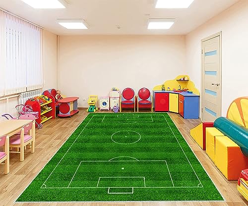 VHCLYBJU Kinderfußball Spielplatz Teppich - Junge Haushalt Kinderzimmer Spiel Teppich - Fußballfeld Dekorative Matte - Weich rutschfest (180 x 270 cm, M) von VHCLYBJU