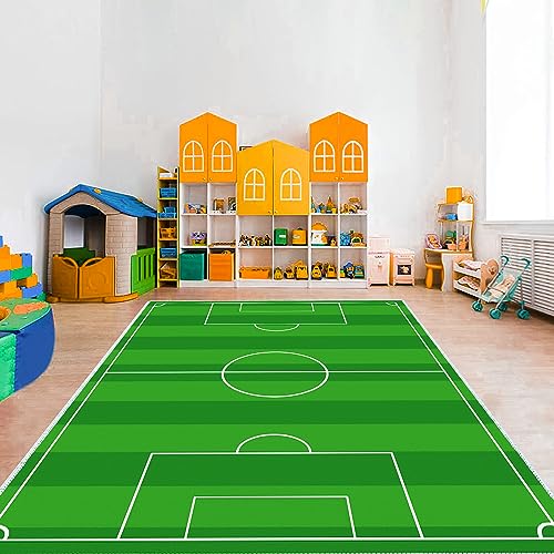 VHCLYBJU Kinderfußball Spielplatz Teppich - Junge Haushalt Kinderzimmer Spiel Teppich - Fußballfeld Dekorative Matte - Weich rutschfest (200 x 300 cm, H) von VHCLYBJU
