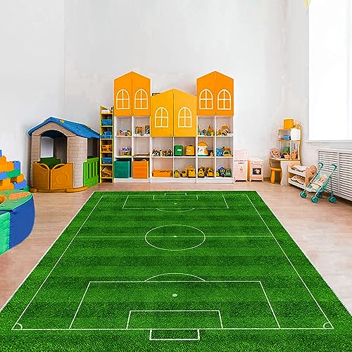 VHCLYBJU Kinderfußball Spielplatz Teppich - Junge Haushalt Kinderzimmer Spiel Teppich - Fußballfeld Dekorative Matte - Weich rutschfest (200 x 300 cm, M) von VHCLYBJU