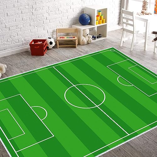 VHCLYBJU Kinderfußball Spielplatz Teppich - Junge Haushalt Kinderzimmer Spiel Teppich - Fußballfeld Dekorative Matte - Weich rutschfest (80 x 150 cm, H) von VHCLYBJU