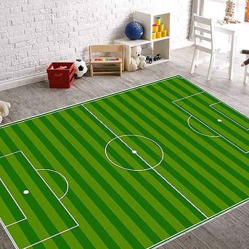 VHCLYBJU Kinderfußball Spielplatz Teppich - Junge Haushalt Kinderzimmer Spiel Teppich - Fußballfeld Dekorative Matte - Weich rutschfest (80 x 150 cm, J) von VHCLYBJU
