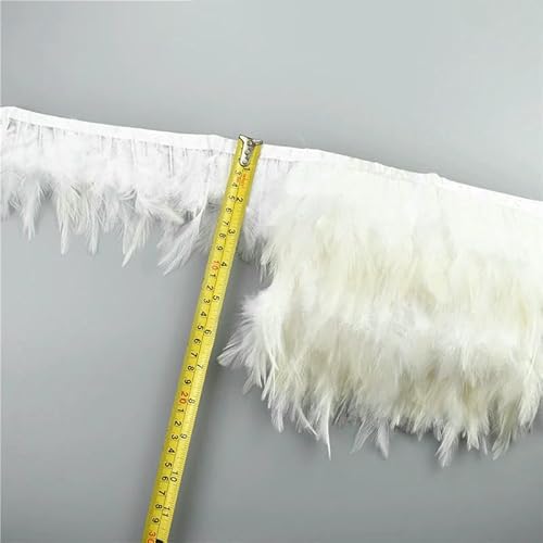 1 Meter weiße schwarze Fasanenfedern auf Bandband Truthahn-Straußenfransen für Kleidung Gänsefederbesatz Nähbesatz Dekor-Jian Mao von VHEOKG