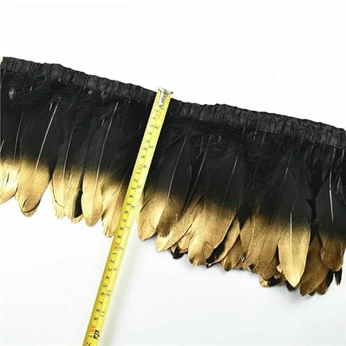 1 Meter weiße schwarze Gänsefedern für Kleidungsband auf Klebeband Truthahn-Straußenquaste Fransenbesatz Boa-Dekoration-Da Piao Jin Tou_a von VHEOKG