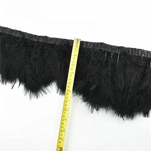 1 Meter weiße schwarze Gänsefedern für Kleidungsband auf Klebeband Truthahn-Straußenquaste Fransenbesatz Boa-Dekoration-Quan Rong_a von VHEOKG