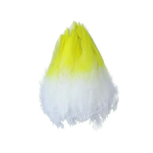 10–15 cm violette Hühnerfeder, natürliche Hahnenfedern, Material zum Fliegenbinden, Hahnenfedern zum Basteln, Traumfänger, Schmuckdekor, gelb-weiß, 50 Stück 10–15 cm violette Hühnerfeder, natürliche Hahnenfedern, Material zum Fliegenbinden, Hahnenfedern zum Basteln, Traumfänger, Schmuckdekor, gelb-weiß, 50 Stück von VHEOKG