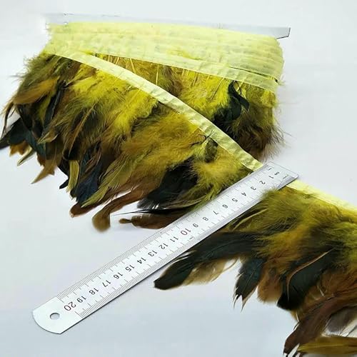 10 Meter 13–18 cm Hühnerhahnschwanzfedern, Zierstreifen für Hochzeitsfeierkleidung, Hahnenfederbesatz, Gelb, 10 Yards 10 Meter 13–18 cm Hühnerhahnschwanzfedern, Zierstreifen für Hochzeitsfeierkleidung, Hahnenfederbesatz, Gelb, 10 Yards von VHEOKG