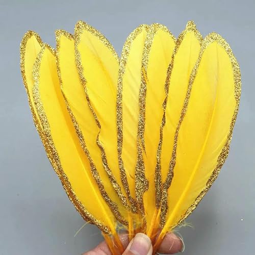 10 Stück/Beutel wunderschön gesprühte goldene Gänsefeder DIY Schmuck dekorative Accessoires dekorative Vase 18-23cm-Golden von VHEOKG