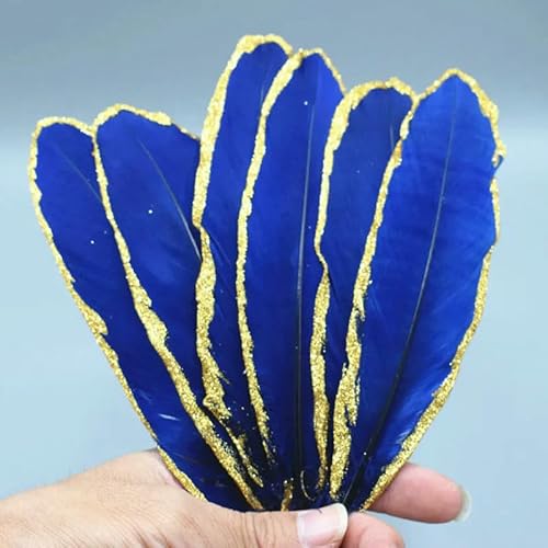 10 Stück/Beutel wunderschön gesprühte goldene Gänsefedern DIY Schmuck Deko-Accessoires Deko-Vase 18-23cm-Marineblau 10 Stück/Beutel wunderschön gesprühte goldene Gänsefedern DIY Schmuck Deko-Accessoires Deko-Vase 18-23cm-Marineblau von VHEOKG