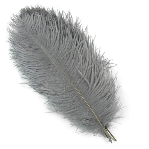 10 Stück farbige Straußenfedern 15–60 cm für Hochzeitsfeier, Heimdekoration, weiße Straußenfedern, Tischdekoration, Kunsthandwerk, Dunkelgrau, 30–35 cm von VHEOKG