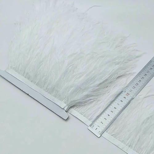 10 Yards Mintgrünes Straußenfederband Straußenfederbesatz Fransen Kleidungsdekoration-Weiß-10 Yards von VHEOKG