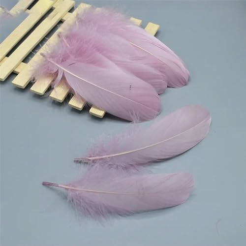 20 Stück hochwertige natürliche Gänsefedern, 13–18 cm, DIY-Schmuckdekoration, Violett, 100 Stück von VHEOKG