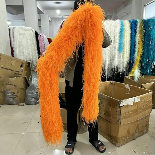 35-lagige Straußenfederboa, 2 Meter lang, dicker Federschal, Hochzeitskleidungsdekor, modischer Federschal für Damen, orange, 8-lagig 35-lagige Straußenfederboa, 2 Meter lang, dicker Federschal, Hochzeitskleidungsdekor, modischer Federschal für Damen, orange, 8-lagig von VHEOKG