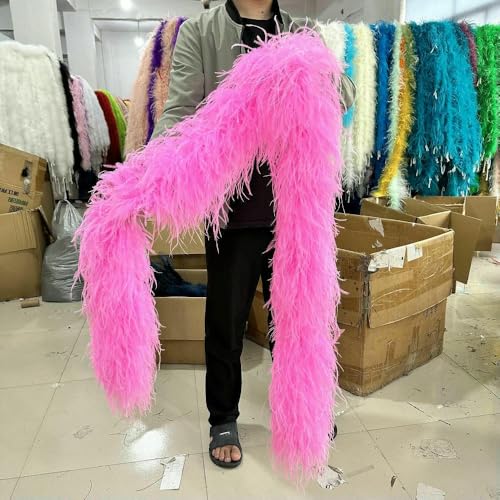 35-lagige Straußenfederboa, 2 Meter lang, dicker Federschal, Hochzeitskleidungsdekor, modischer Federschal für Damen, rosa, 20-lagig 35-lagige Straußenfederboa, 2 Meter lang, dicker Federschal, Hochzeitskleidungsdekor, modischer Federschal für Damen, rosa, 20-lagig von VHEOKG