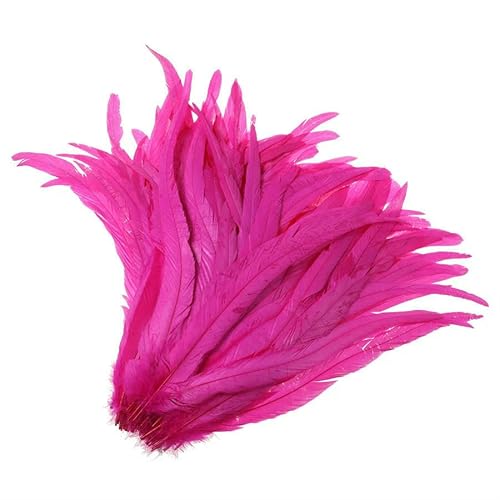 50–500 Stück Wurzelfarbe türkisblaue Hahnenschwanzfedern 25–30 cm / 10–12 Zoll DIY Hochzeitsfeierartikel zur Verwendung-Pink-25–30 cm 500 Stück von VHEOKG
