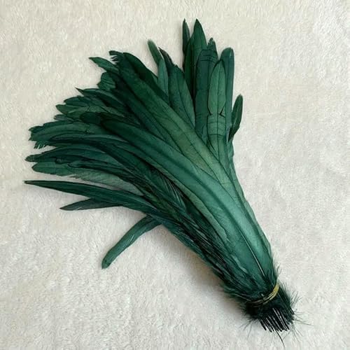 50 Stück 25–45 cm 10–18 Zoll Hahnenschwanzfedern, braunrot, DIY gefärbt, natürliche Hahnenkleidung, Zubehör, Schmuck, Leistung, schwärzlich grün, 35–40 cm, 50 Stück von VHEOKG