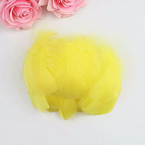 6~11 cm farbige Gänsefedern mittlerer Größe für Hochzeitsfeierdekoration, Handarbeiten, Kunsthandwerk, Federn, 50 Stück ~ 400 Stück-G7 gelb-50 Stück von VHEOKG