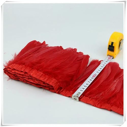 Gefärbte Gänsefederbesätze in Mintgrün, Fransen, 15–20 cm, Federn zum Basteln, für Kleider, Röcke, Kostüme, dekorative Federn, Rot, 6 Yards Gefärbte Gänsefederbesätze in Mintgrün, Fransen, 15–20 cm, Federn zum Basteln, für Kleider, Röcke, Kostüme, dekorative Federn, Rot, 6 Yards von VHEOKG