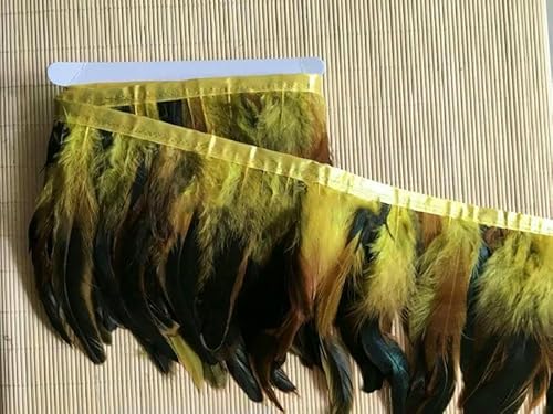 Modefeder, 10 Yards/Lose, schwärzlich-grüne Farbe, Coque, Hahnenschwanzfeder, Fransen, Hahnenfederbesatz, 5–6 Zoll breit, B6 gelb Modefeder, 10 Yards/Lose, schwärzlich-grüne Farbe, Coque, Hahnenschwanzfeder, Fransen, Hahnenfederbesatz, 5–6 Zoll breit, B6 gelb von VHEOKG