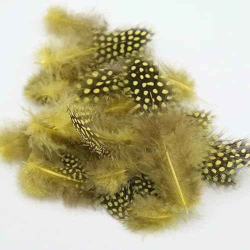 Natürliche Federn, mehrfarbig, 4,5–8 cm, 2–4 Zoll, perlmuttgefleckte Hühnerfedern zum Basteln, DIY-Schmuckzubehör, Federn, Gelb, 4,5–8 cm, 50 Stück von VHEOKG