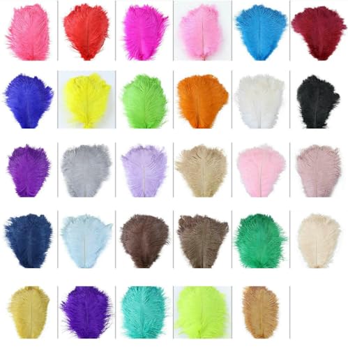 Rosa Straußenfedern für Karnevalspartys, Basteln, dekorative Federherstellung, Hochzeitstisch, Vase, Zubehör, 10 Stück/Los, benutzerdefinierte Farbe, 30–35 cm, 30–35 cm von VHEOKG