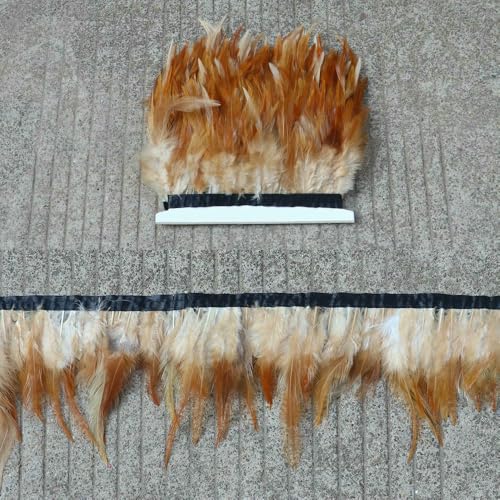 x 10 Meter Hahnenfederbesatz, 8–13 cm, farbiges Hühnerfederband, 3–5 Zoll Sattelfasanenfederbesatz, Fransen, natur, 5 Meter x 10 Meter Hahnenfederbesatz, 8–13 cm, farbiges Hühnerfederband, 3–5 Zoll Sattelfasanenfederbesatz, Fransen, natur, 5 Meter von VHEOKG