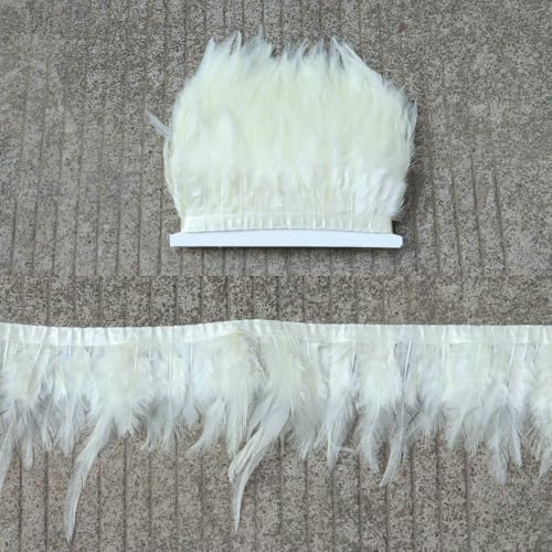 x 10 Meter Hahnenfederbesatz, 8–13 cm, farbiges Hühnerfederband, 3–5 Zoll Sattelfasanenfederbesatz, Fransenbesatz, beige, 10 Meter x 10 Meter Hahnenfederbesatz, 8–13 cm, farbiges Hühnerfederband, 3–5 Zoll Sattelfasanenfederbesatz, Fransenbesatz, beige, 10 Meter von VHEOKG
