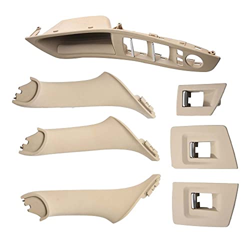 VHEUHZ Beige Innentürgriff-Set und dekorative Abdeckplatte kompatibel mit BMW 5 er F10 F18 2010 2011 2012 2013 2014 2015 2016 Linkslenker 7 Stück von VHEUHZ