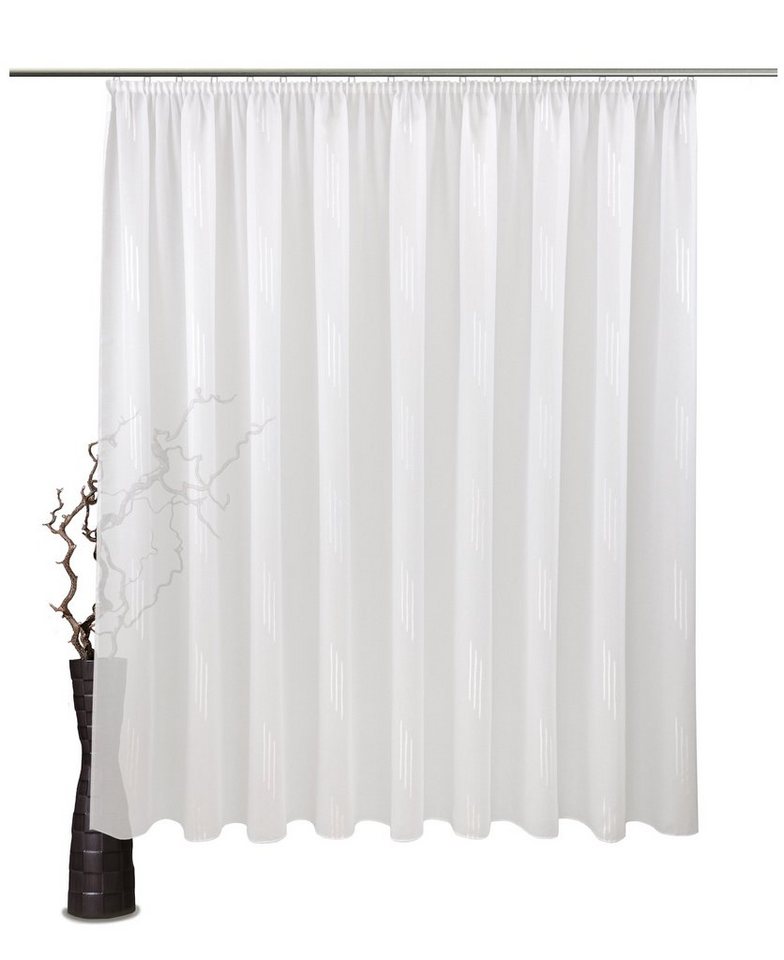 VHG Gardine nach Maß Janna, Kräuselband (1 St), halbtransparent, Polyester, Webgardine, hochwertiges Scherlidesign, deutsche Konfektion von VHG