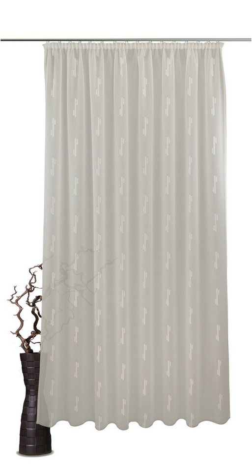 VHG Gardine nach Maß Hella, Kräuselband (1 St), halbtransparent, Polyester, aufwändiges Scherlimuster, elegante Optik, hochwertige Qualität von VHG