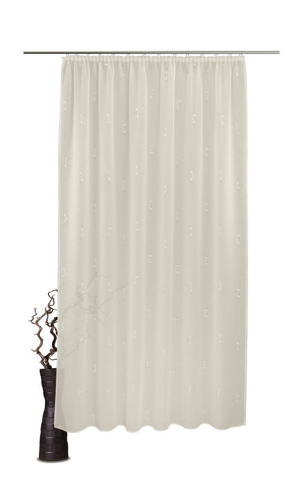 VHG Gardine nach Maß Alizee, Kräuselband (1 St), halbtransparent, Polyester, Webgardine mit Scherli-Muster von VHG