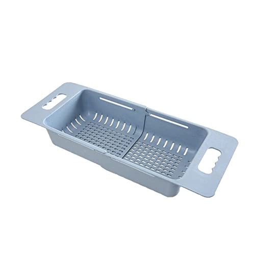 Einstellbare Abtropffläche Spüle Abflusskorb Waschen Gemüse Obst Trocknen Rack Küche Zubehör Organizer(Blue) von VHGHHVEJ